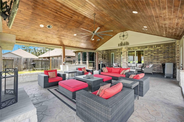 view of patio / terrace featuring an outdoor living space and ceiling fan