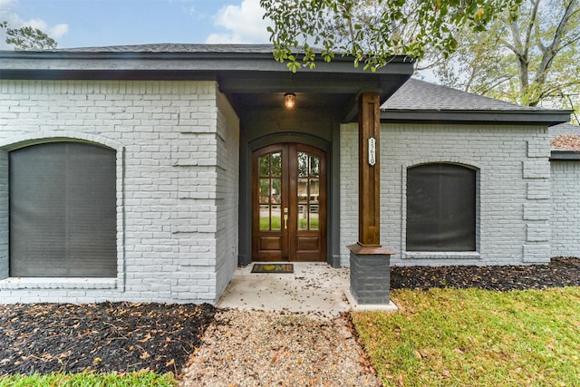 property entrance with french doors