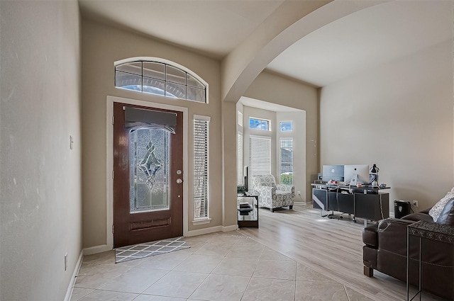 foyer featuring light wood-type flooring