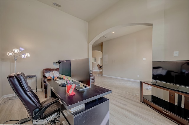 office featuring hardwood / wood-style floors