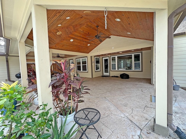 view of patio with ceiling fan