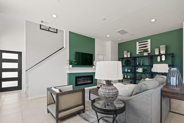 view of tiled living room