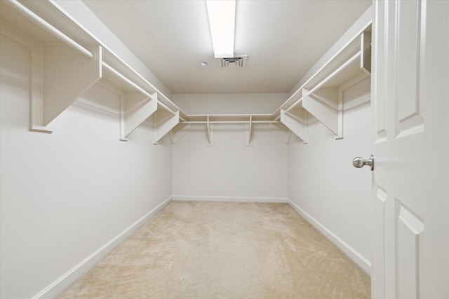 spacious closet featuring light carpet