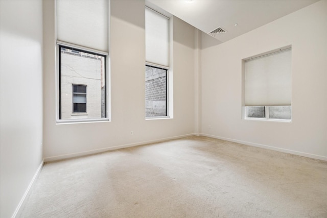 empty room with light carpet and a wealth of natural light