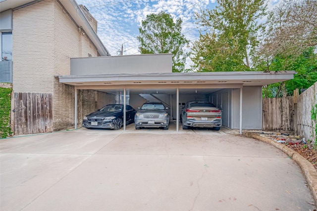 view of parking with a carport