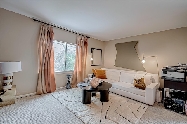 living room with light colored carpet