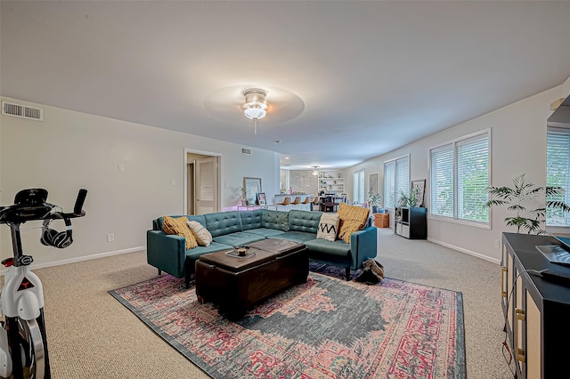 living room with carpet flooring