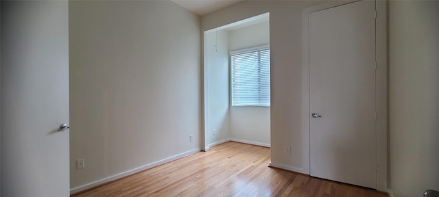 unfurnished bedroom featuring light hardwood / wood-style flooring