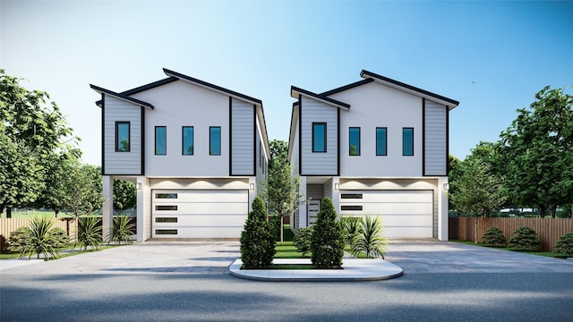 contemporary home featuring a garage