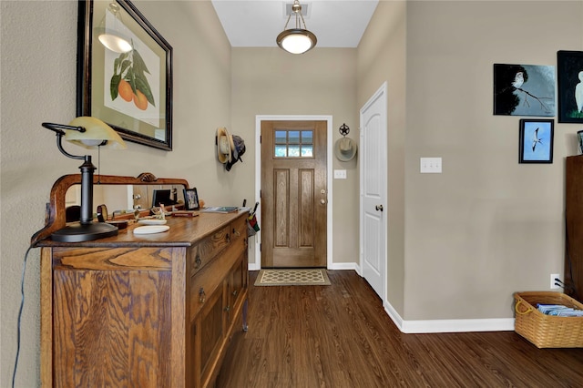 foyer featuring dark wood-type flooring