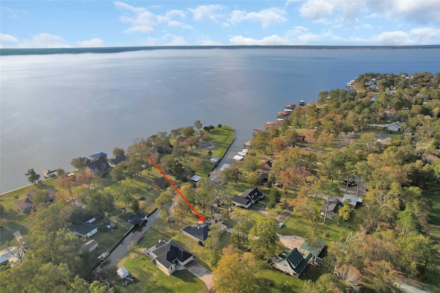 bird's eye view featuring a water view