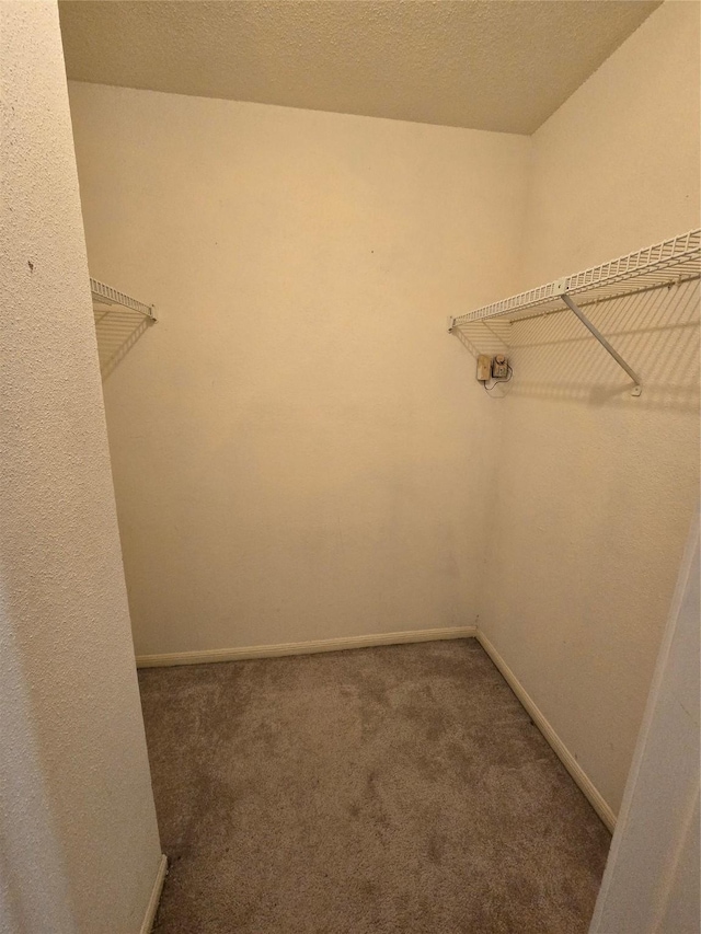 spacious closet with dark carpet