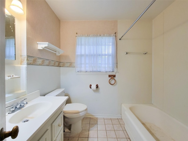 full bathroom with tile patterned flooring, vanity, toilet, and shower / bathing tub combination