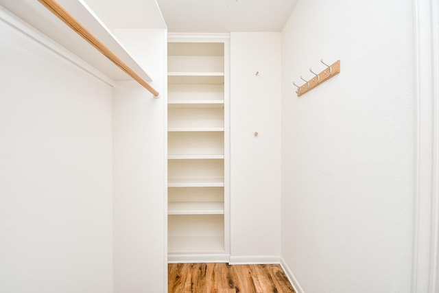 spacious closet featuring light hardwood / wood-style flooring