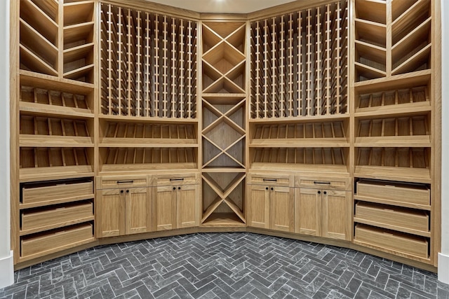 view of wine cellar