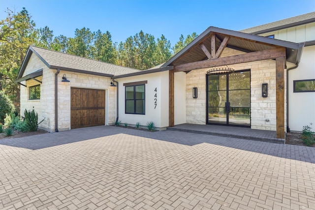 view of front of house with a garage