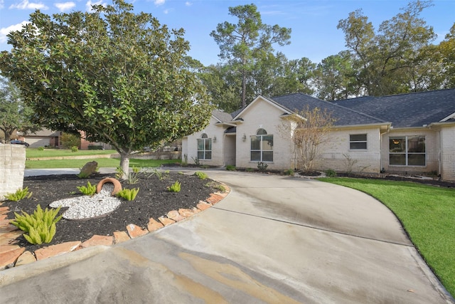 view of front of property featuring a front lawn