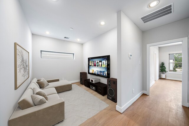 living room featuring light hardwood / wood-style flooring