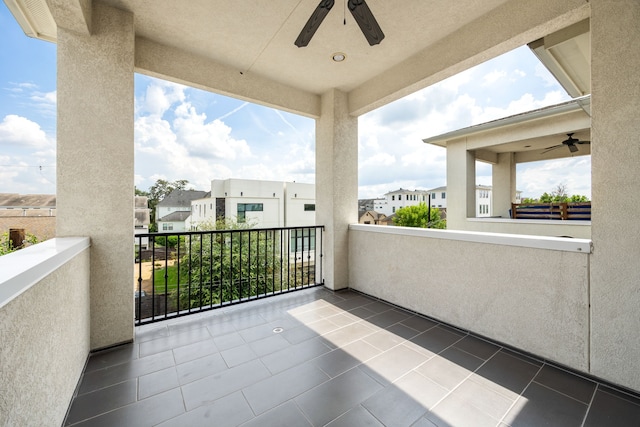 balcony with ceiling fan