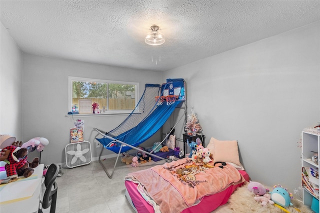 bedroom with a textured ceiling