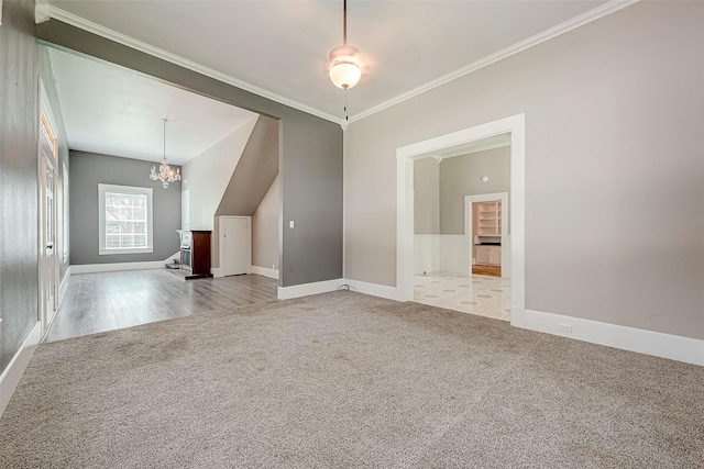 interior space with a chandelier and light wood-type flooring