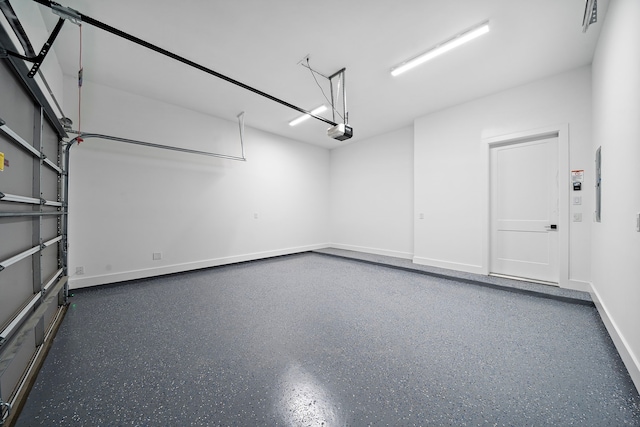 garage with a garage door opener
