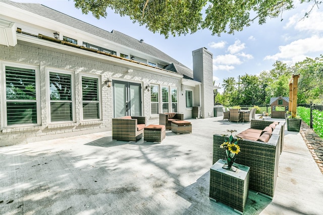 view of patio / terrace featuring french doors and an outdoor hangout area