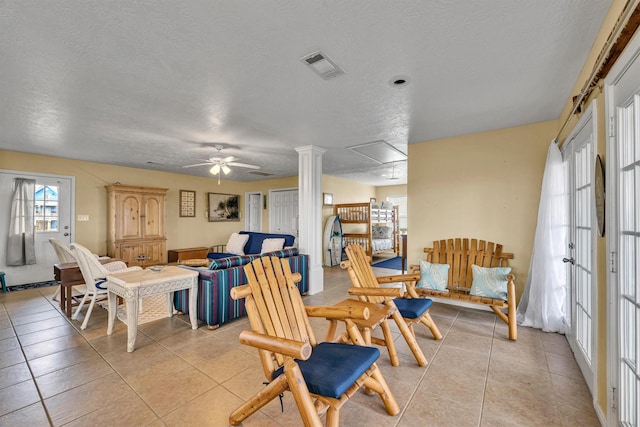 818 Sea Shell Dr, Freeport, TX 77541 - interior space featuring ceiling fan and a textured ceiling