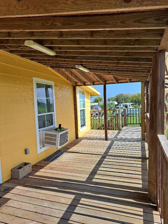 wooden terrace with cooling unit