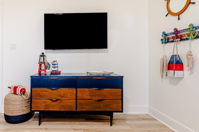 details featuring baseboards and wood finished floors