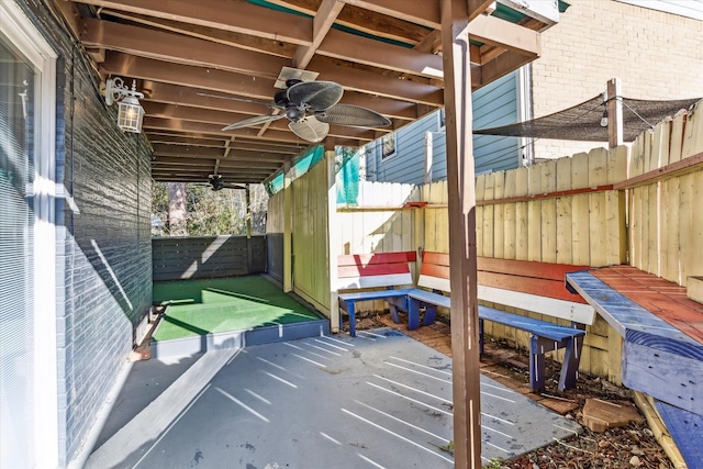 view of patio with ceiling fan