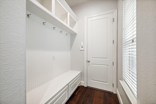 mudroom featuring dark hardwood / wood-style flooring