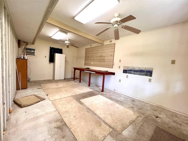 interior space featuring ceiling fan