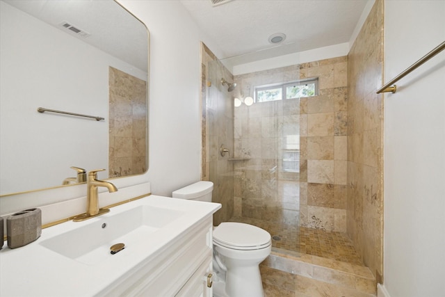 1406 Sue Barnett Dr, Houston, TX 77018 - bathroom with vanity, toilet, and tiled shower
