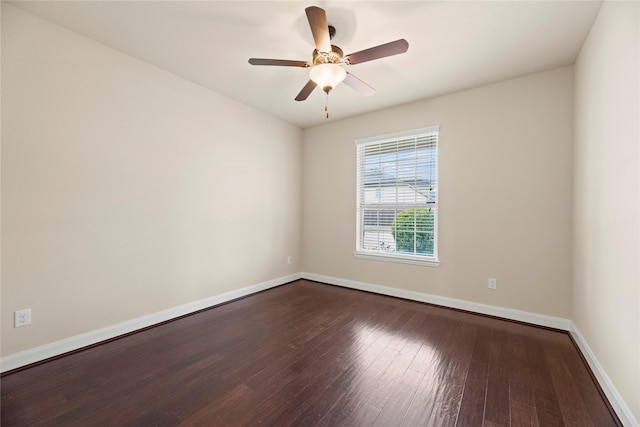 spare room featuring ceiling fan and wood-type flooring