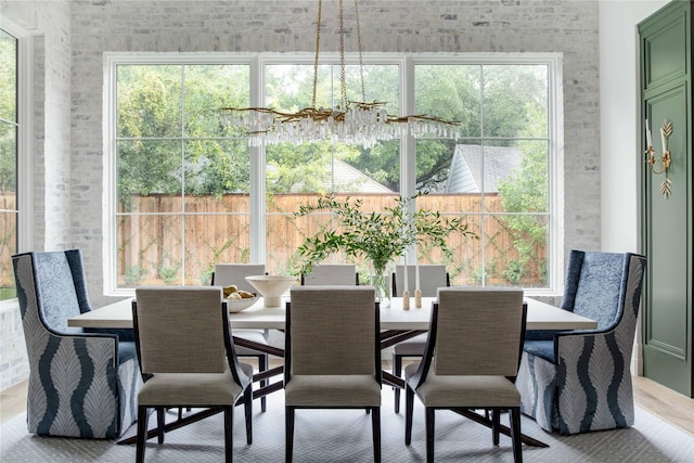 dining area with a chandelier