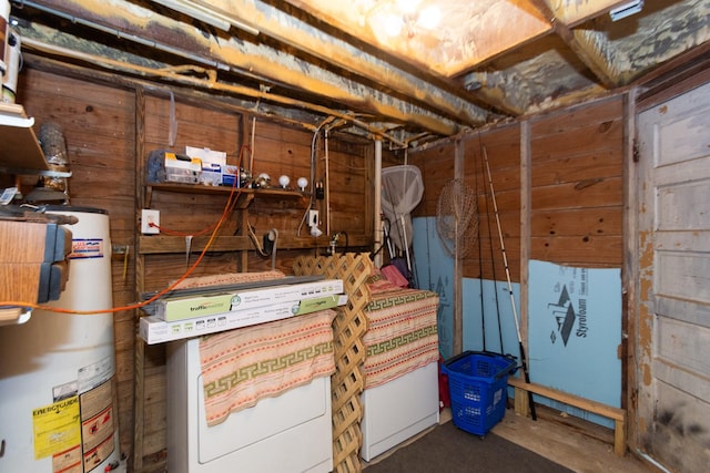 basement with water heater