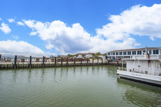 dock area with a water view