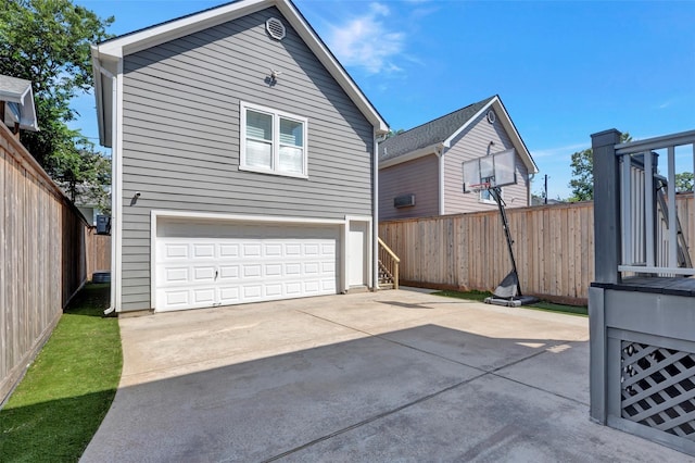 exterior space featuring a garage