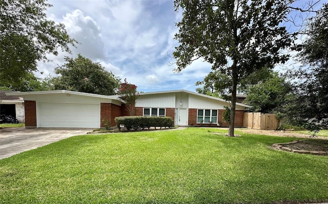 ranch-style house with a front lawn and a garage