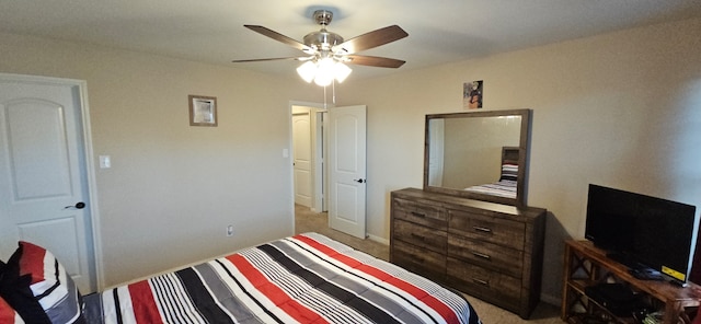 bedroom with carpet and ceiling fan