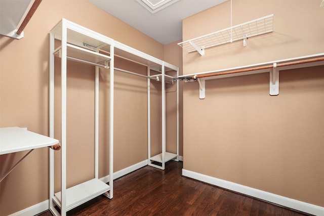 walk in closet featuring dark hardwood / wood-style floors