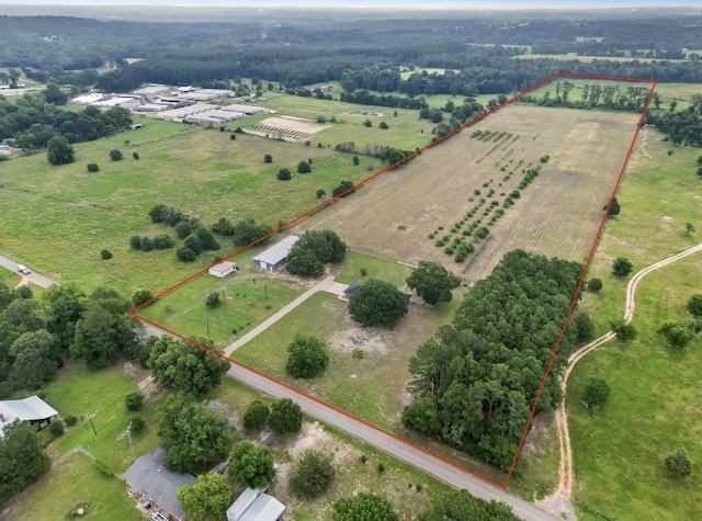 aerial view with a rural view