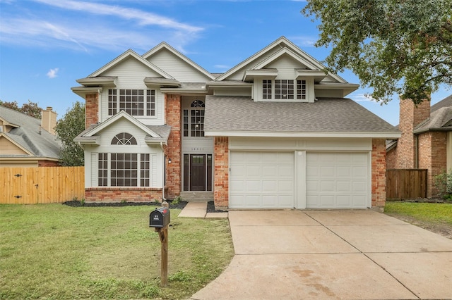 view of front of home featuring a front lawn and a garage