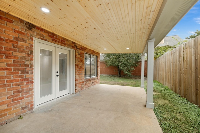 view of patio / terrace featuring french doors