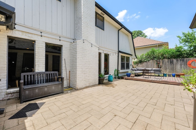 view of patio / terrace featuring a deck and an outdoor hangout area