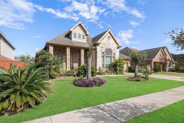 view of front of home featuring a front lawn