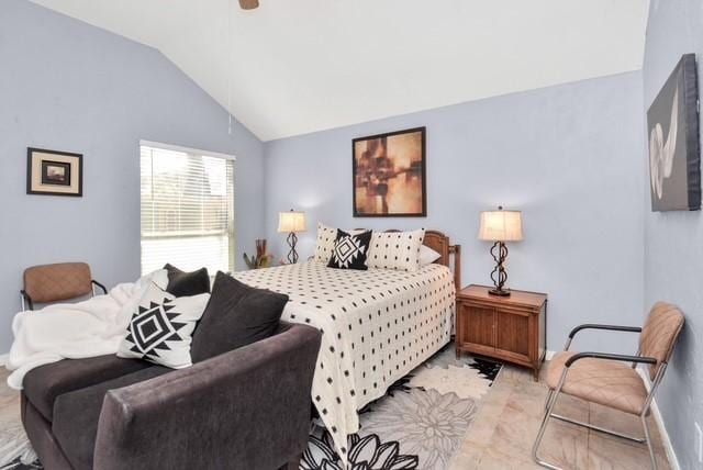 bedroom with vaulted ceiling