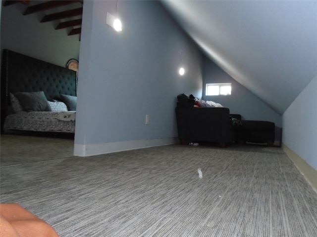 additional living space featuring carpet and lofted ceiling