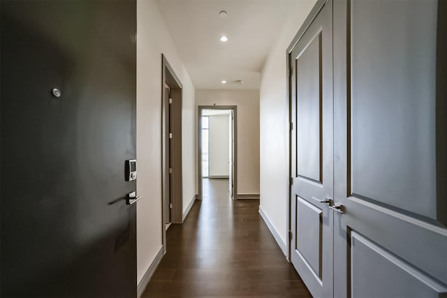 hall featuring dark hardwood / wood-style floors